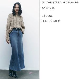 Zara Long Denim Stretch- Pencil Skirt